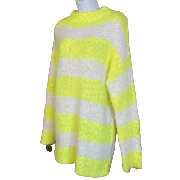 Abound Highlighter yellow and White Striped Sweater - Picture 3 of 7